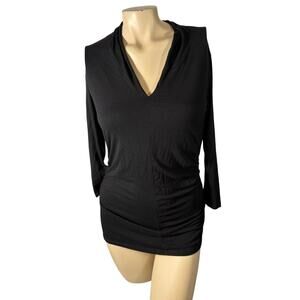 Vince Camuto Black Ruched Stretch Top Size Small